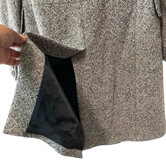 Banana Republic Tweed Wool Blend Notch Colar Long Sleeve Coat Black Ivory Size M - Picture 4 of 8